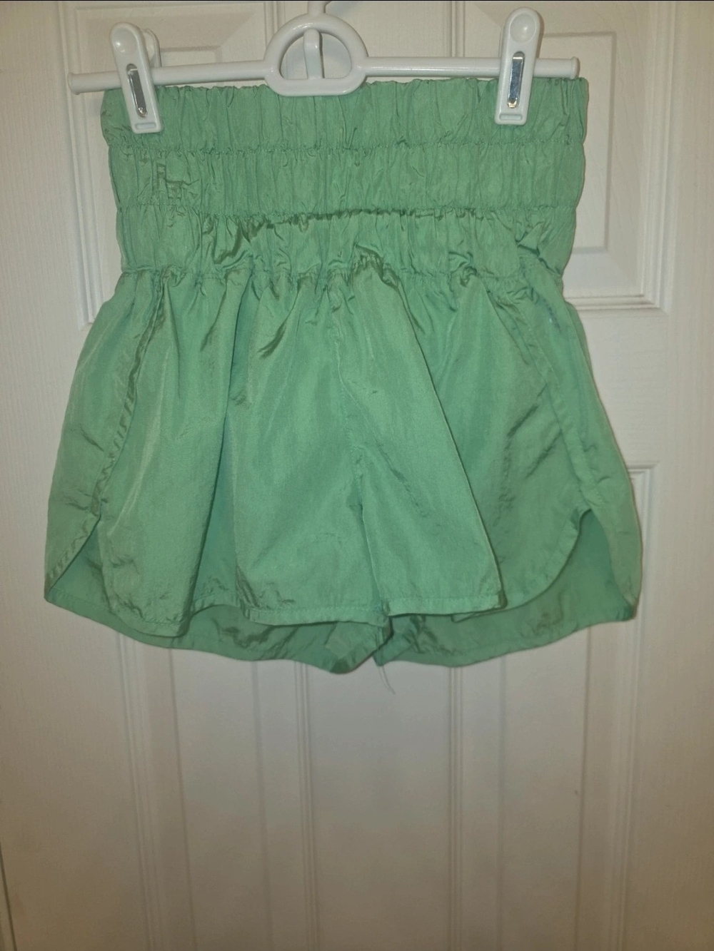 FP Movement Green High-Waist Smocked Shorts With Liner
